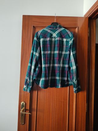 Camisa cuadros mujer verde y roja