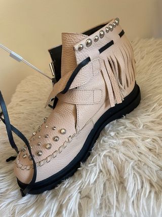 Botines ZARA Beige Tachuelas Hebillas