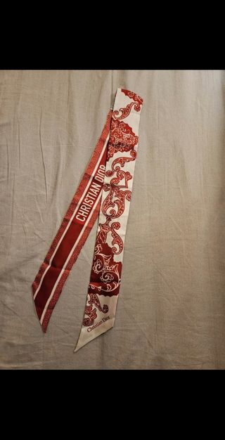 Foulard Christian Dior 100% Seta Rosso Bianco