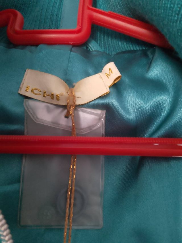 Chaqueta de cuero azul petróleo