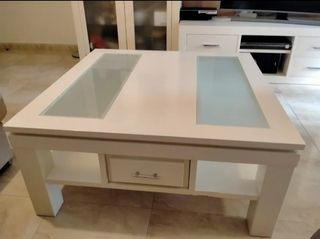 MESA DE CENTRO MODERNA EN MADERA Y CRISTAL