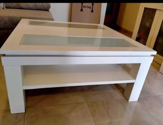 MESA DE CENTRO MODERNA EN MADERA Y CRISTAL