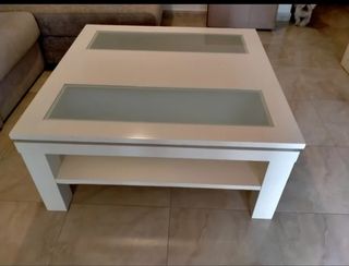 MESA DE CENTRO MODERNA EN MADERA Y CRISTAL