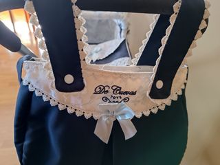 Carrito de muñecas azul con capota