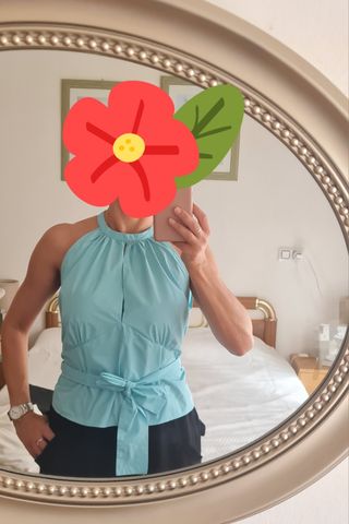 Blusa Zara halter azul