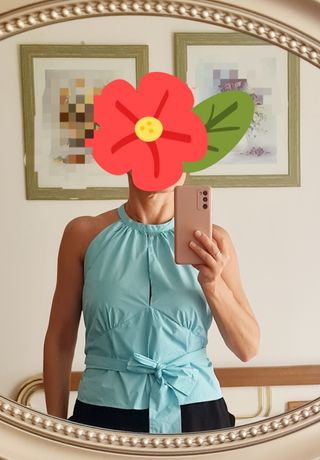 Blusa Zara halter azul