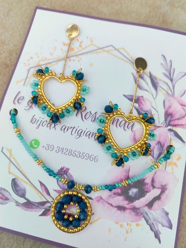 Set Orecchini + Collana Cristalli Blu