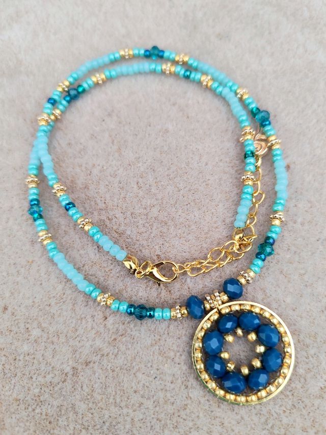 Set Orecchini + Collana Cristalli Blu