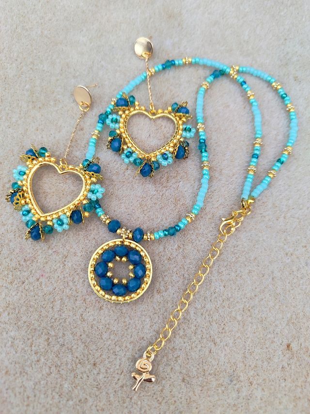 Set Orecchini + Collana Cristalli Blu