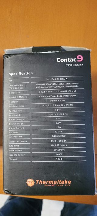 Disipador CPU Thermaltake Contac 9 AM4 PWM