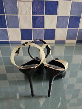 Zapatos Zara Negros Tacón Tira Tobillo