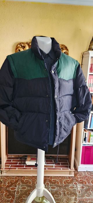 Chaqueta abrigo forrado col block negro (o azul os