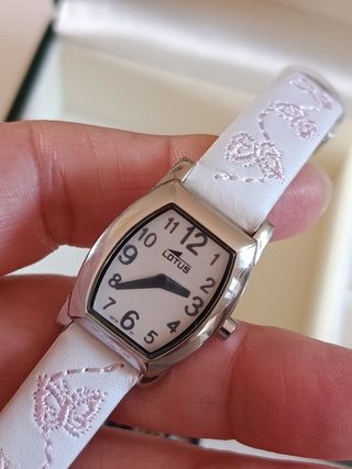 Reloj Lotus Plata y Rosa con caja joyero 
