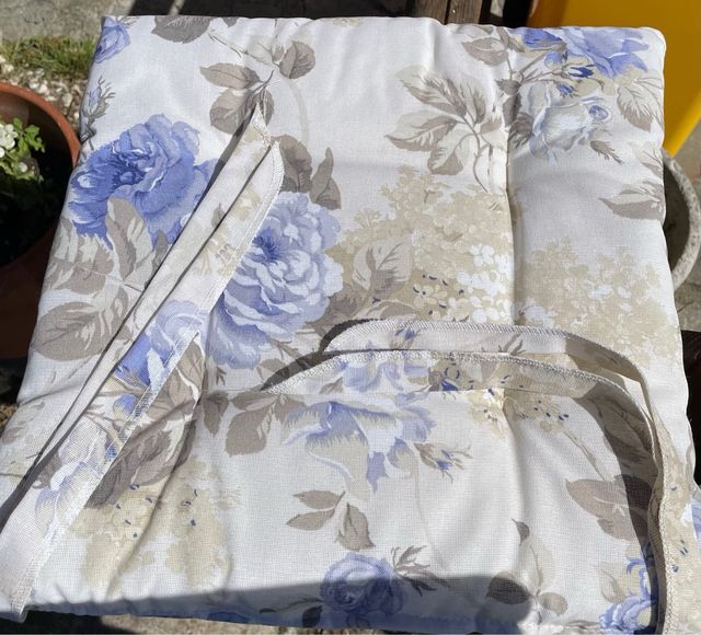 4 Cuscini Sedia Tessuto Floreale Blu