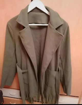 Abrigo paño mujer verde militar