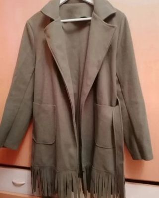 Abrigo paño mujer verde militar