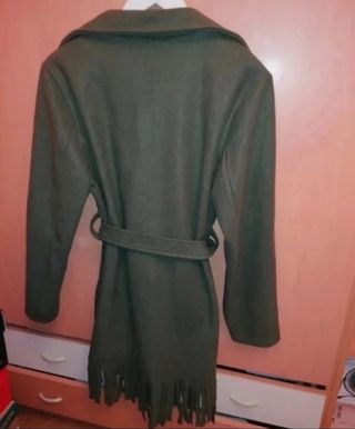 Abrigo paño mujer verde militar