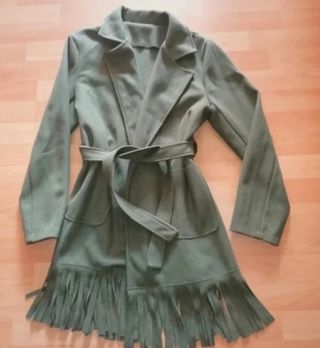Abrigo paño mujer verde militar