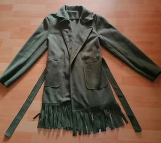 Abrigo paño mujer verde militar