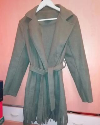 Abrigo paño mujer verde militar