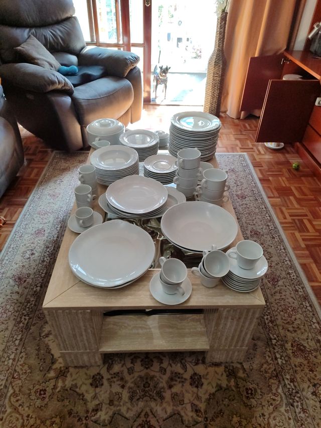 Vajilla Bidasoa Porcelana Blanca 96 piezas