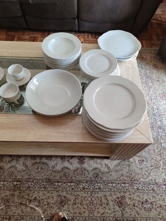 Vajilla Bidasoa Porcelana Blanca 96 piezas