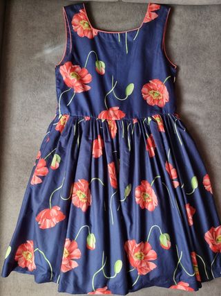 Vestido azul con estampado de amapolas 