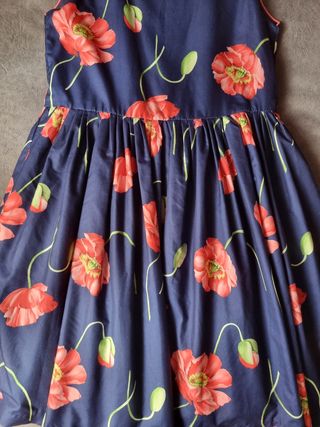 Vestido azul con estampado de amapolas 