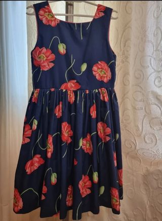 Vestido azul con estampado de amapolas 