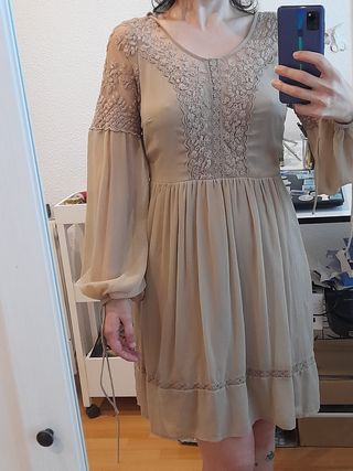 Vestido beige vintage talla S