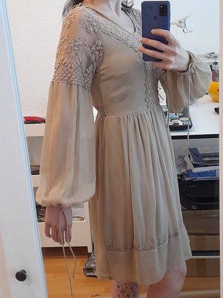 Vestido beige vintage talla S