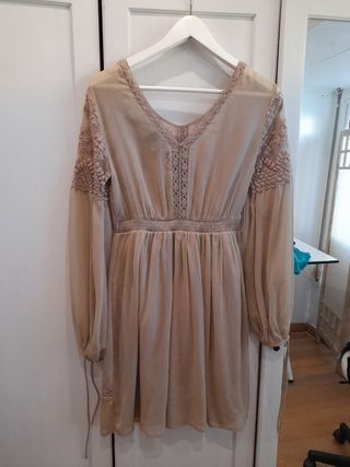Vestido beige vintage talla S