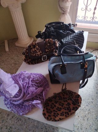 Lote de 5 bolsos: leopardo, vaquero, negro