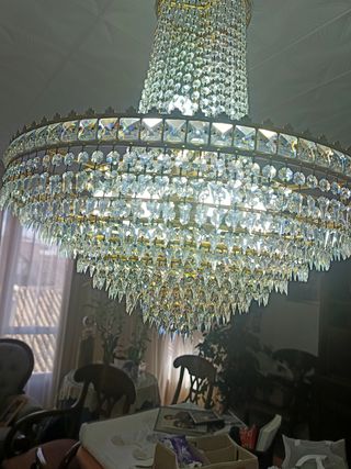 Lámpara de cristal para comedor acabado diamante