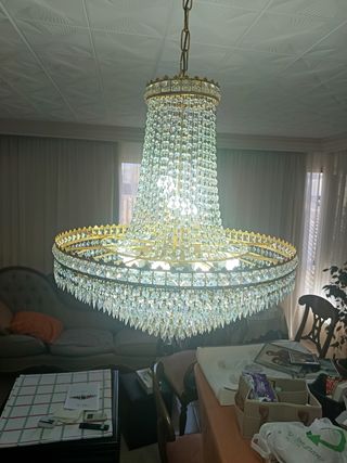 Lámpara de cristal para comedor acabado diamante