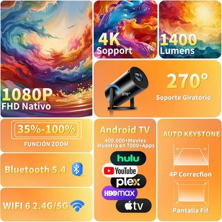 Proyector COOLID Android Negro WiFi 6