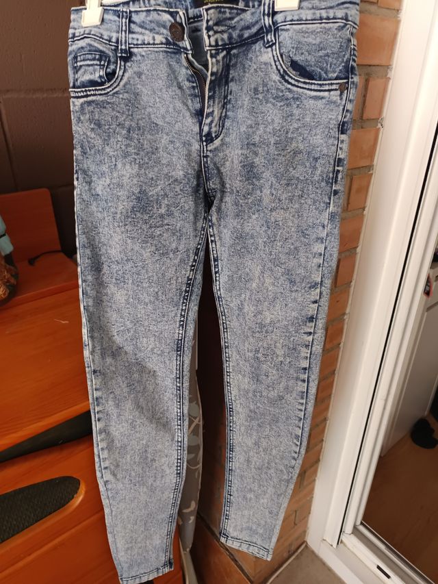 Pantalones tejanos azul pitillo hombre talla 14