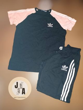 Conjunto Adidas Chándal Negro y Rosa
