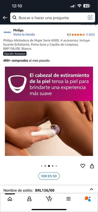 Philips Afeitadora Mujer Serie 6000 4 Acc.