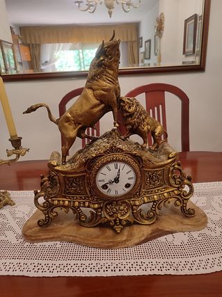 Reloj de mesa antiguo bronce y mármol