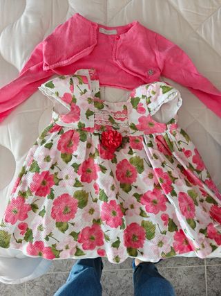 Conjunto Mayoral niña vestido y rebeca con zapatit