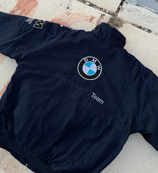 Cazadora Bmw Petronas Azul Blanca Logos Bordados 