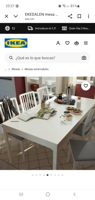 Mesa extensible blanca 84x140 a 216