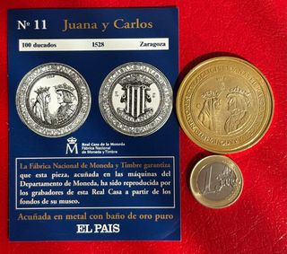 Moneda Juana y Carlos Reproducción baño ORO
