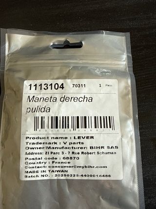 Maneta Freno Piaggio Derecha