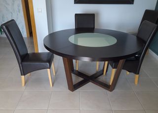 Mesa comedor redonda con 6 sillas