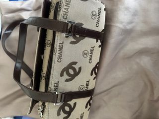 Borsa vintage Chanel marrone e beige