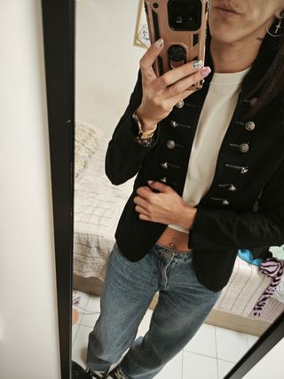 Chaqueta militar negra mujer