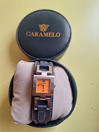 Reloj Caramelo Cuero Azul Naranja