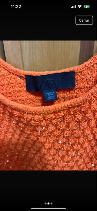 Top Zara Naranja Lentejuelas